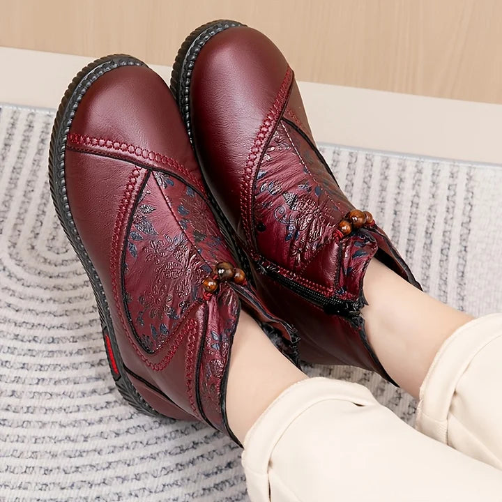 Sera™ | Vintage Floral Leather Ankle Boots