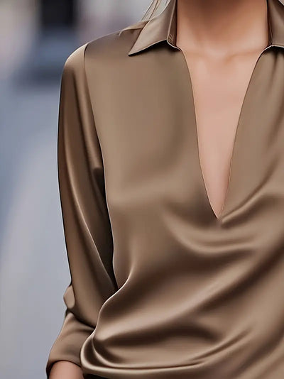 Naya™ – Elegant V-Neck Blouse for Day-to-Night Confidence
