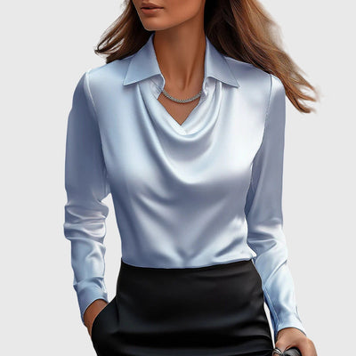 Candice™ – Pleated Shine Blouse for Quiet Confidence