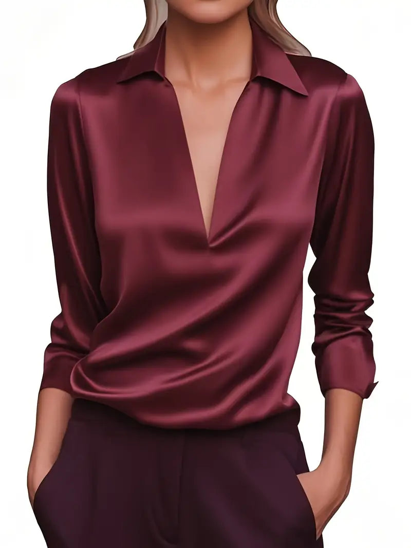 Naya™ – Elegant V-Neck Blouse for Day-to-Night Confidence