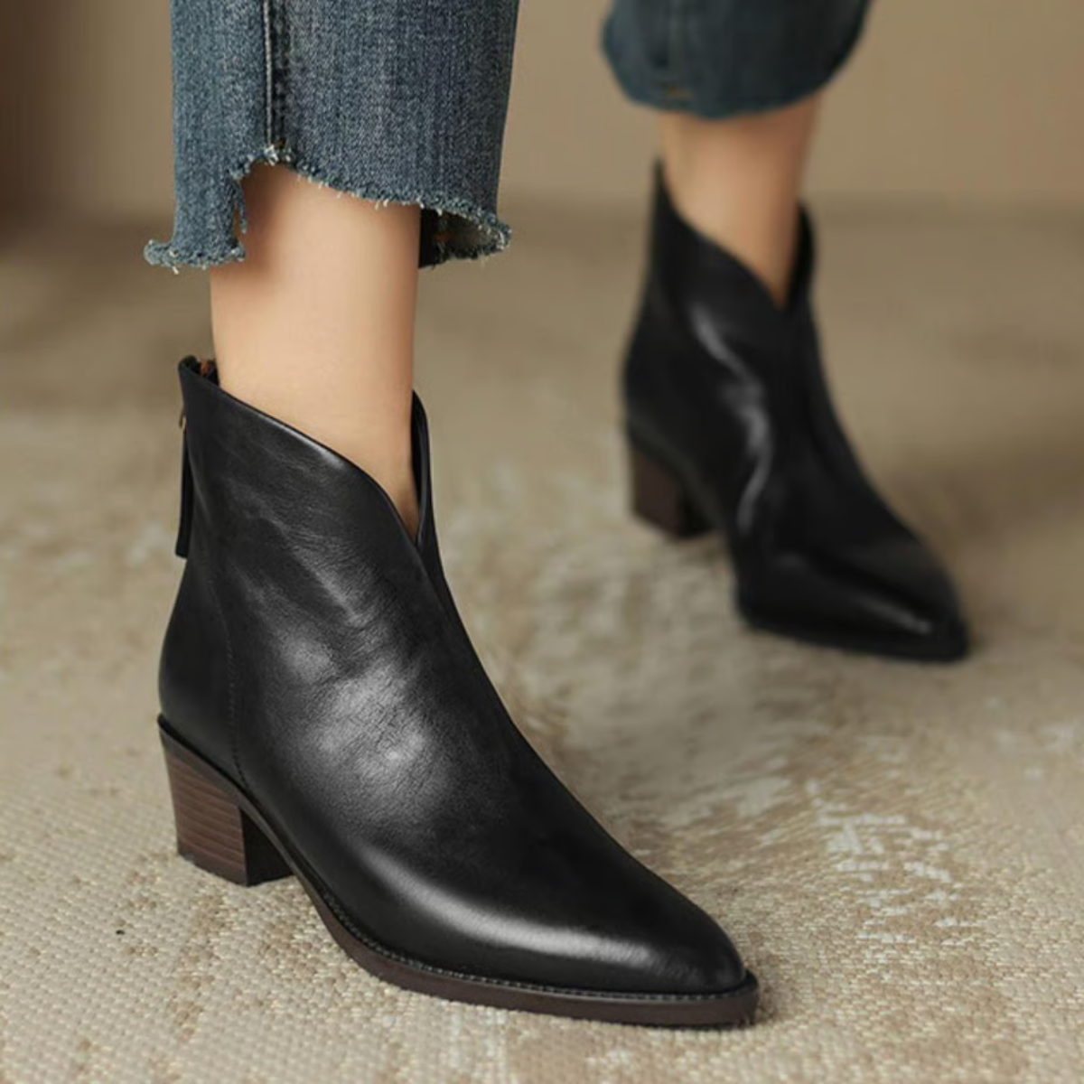 Anita - Luxury Ankle Boots with Low Heel