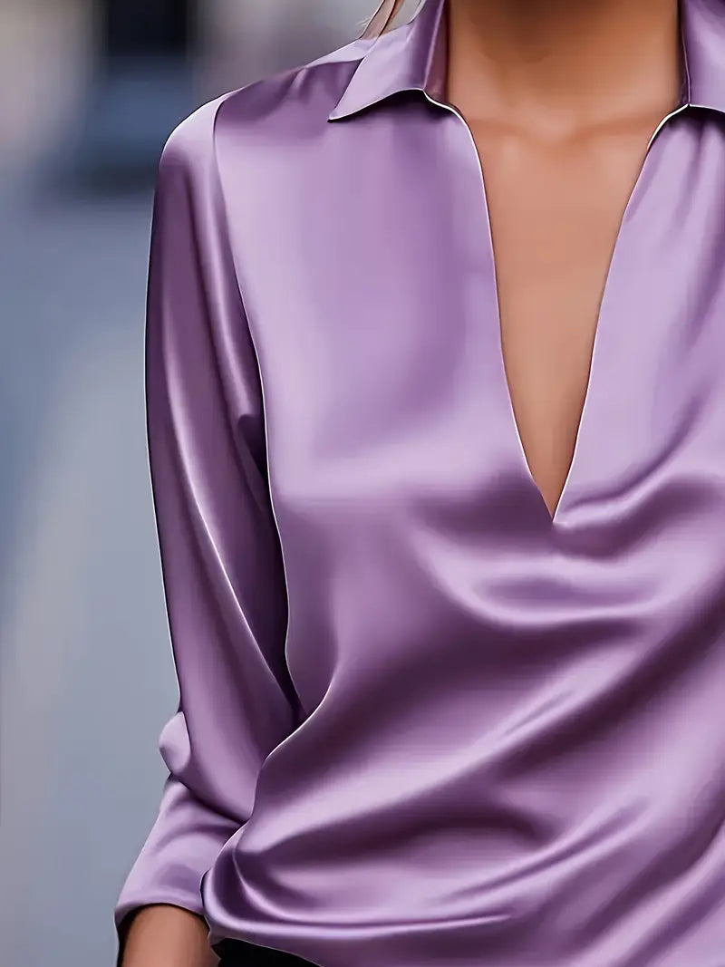 Naya™ – Elegant V-Neck Blouse for Day-to-Night Confidence