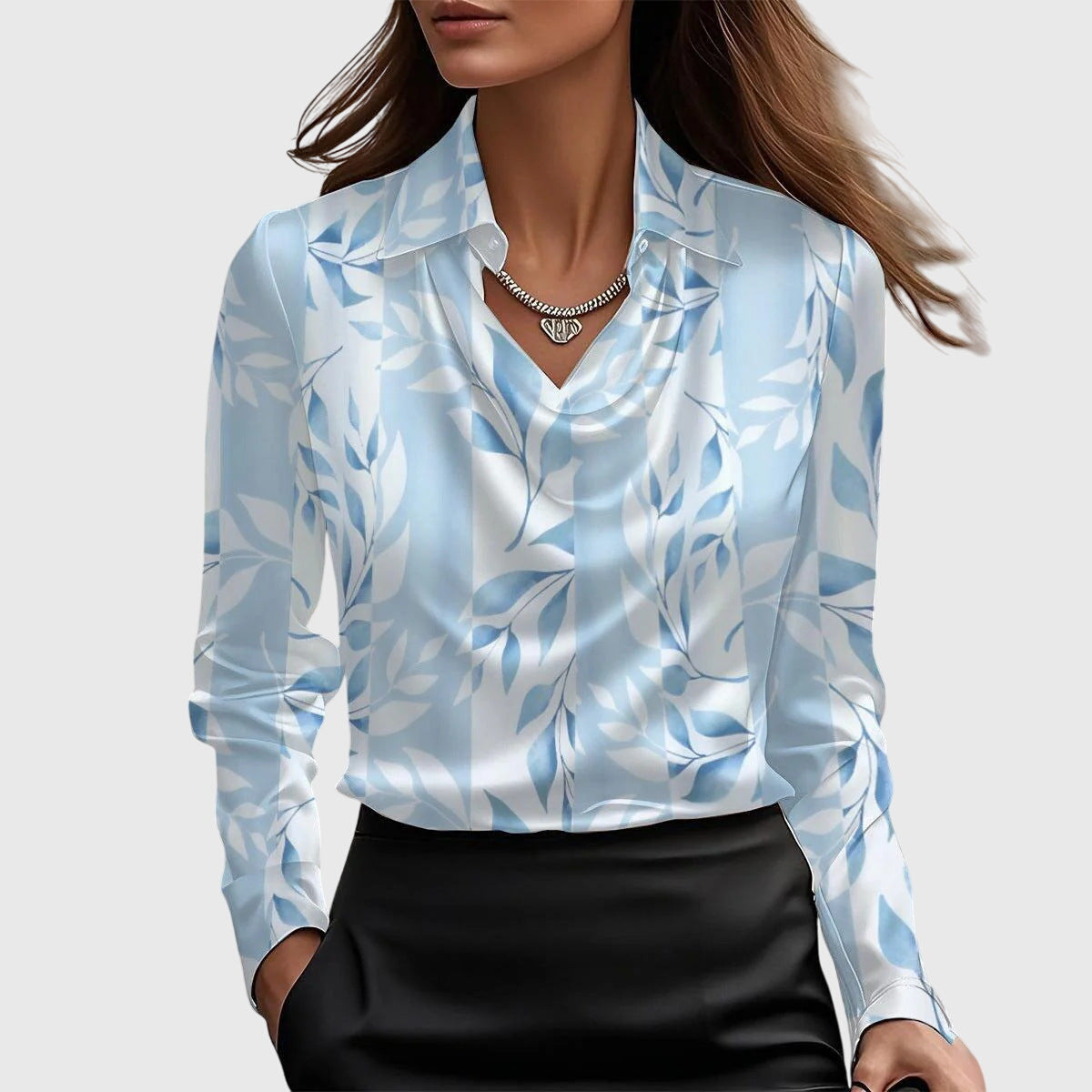 Candice™ – Pleated Shine Blouse for Quiet Confidence