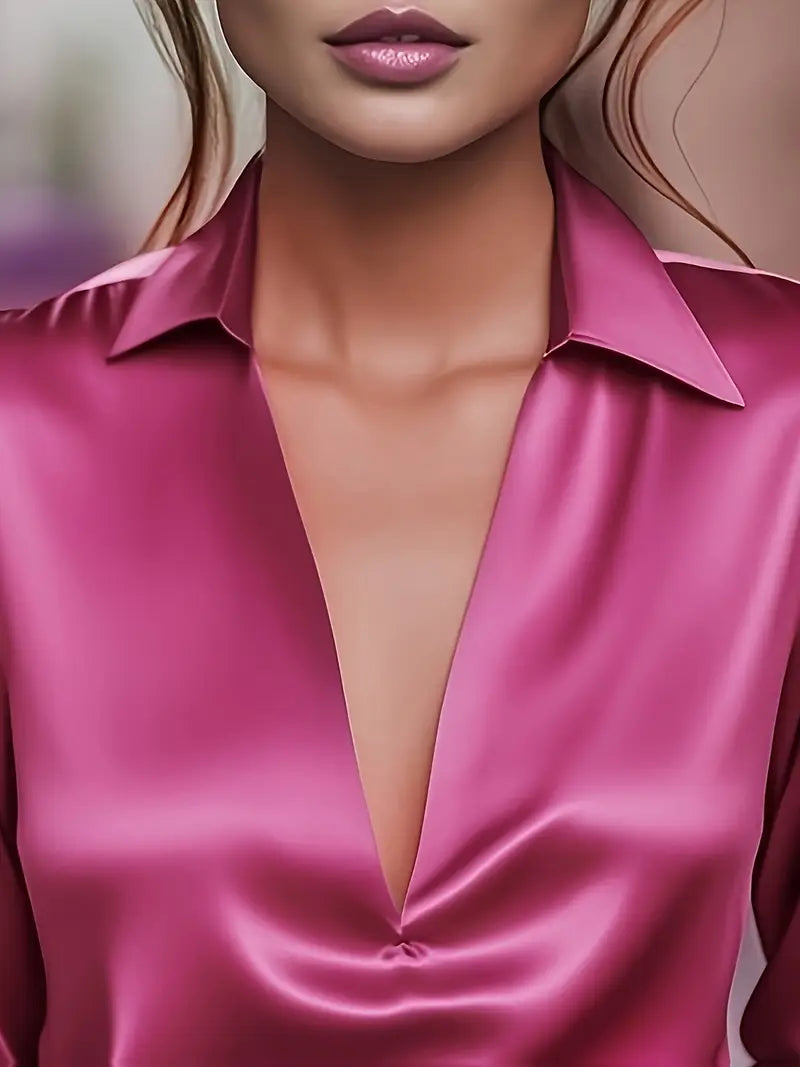 Naya™ – Elegant V-Neck Blouse for Day-to-Night Confidence